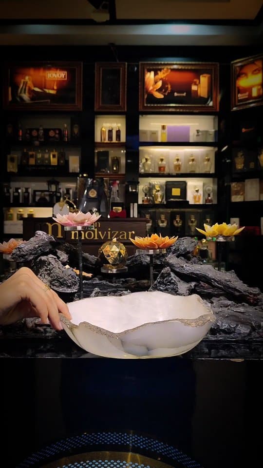 ظرف میوه خوری بزرگ دست ساز سنگ مرمر نباتی پرنسا