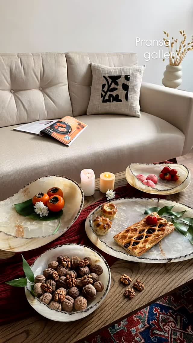 ظرف پذیرایی سنگی مرمر دفرمه طرح ملودی مدل میوه‌خوری بزرگ