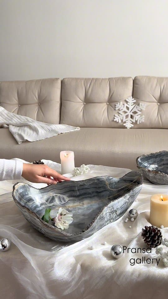 ست دکوری سنگ مرمر طوسی مدل آراه و آسو