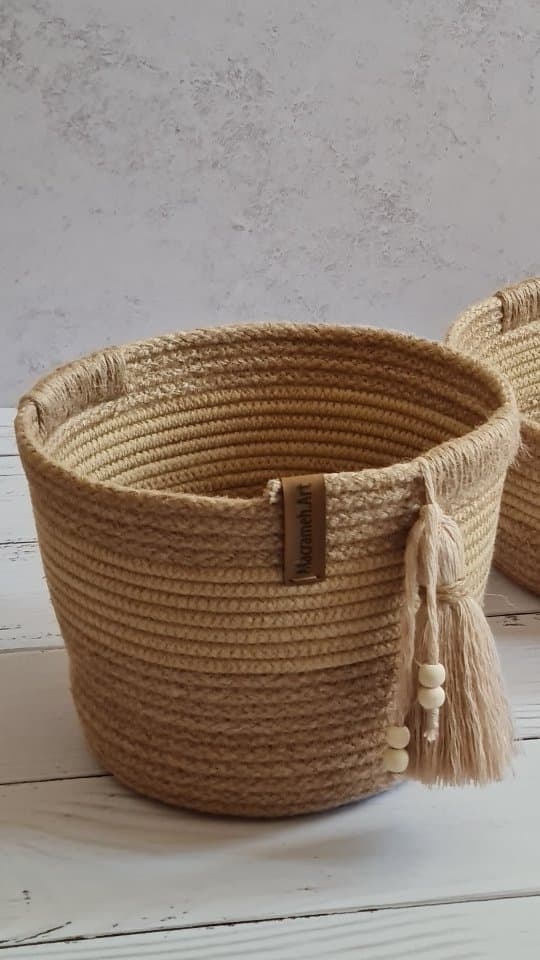 سبد نظم دهنده کنفی دست ساز با منگوله نخی