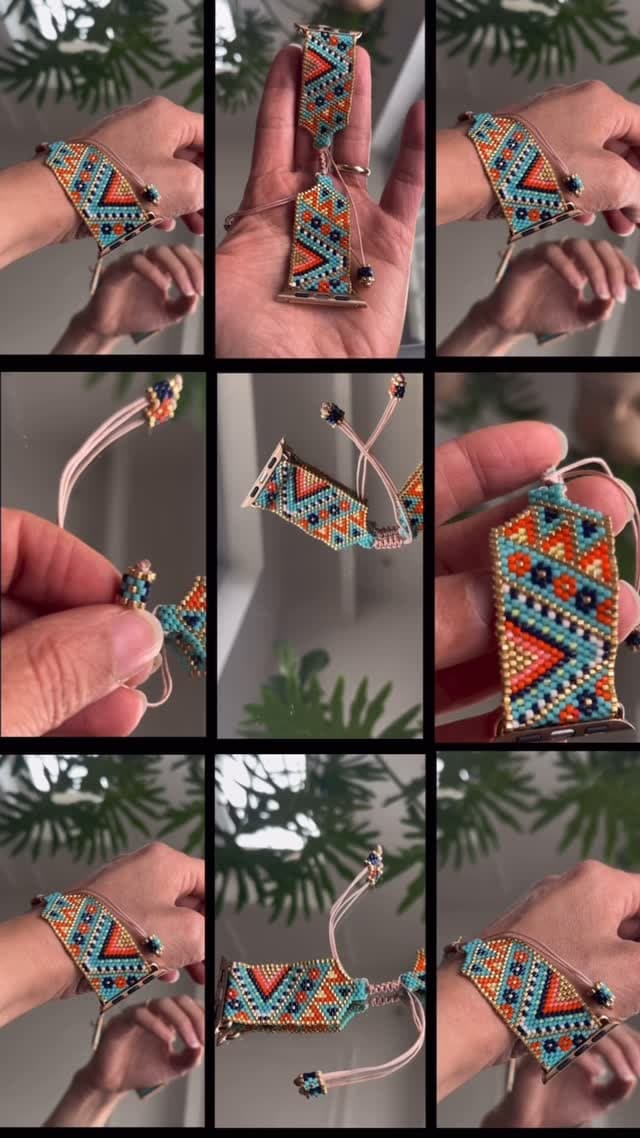 بند اپل واچ دستساز منجوقی میوکی طرح سنتی