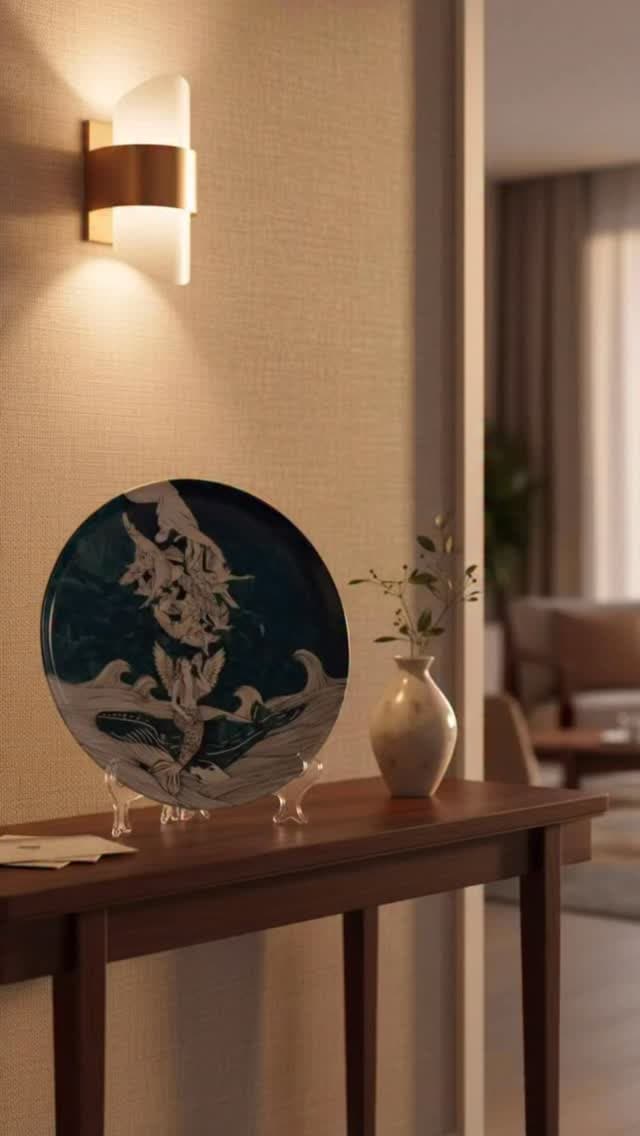 بشقاب سرامیکی دستساز تزئینی طرح آفرینش