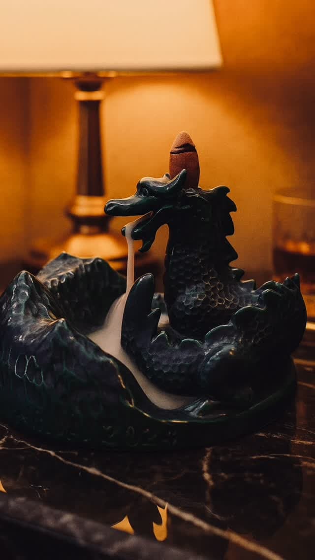 جاعودی آبشاری سرامیکی دستساز طرح اژدهای کوهستان