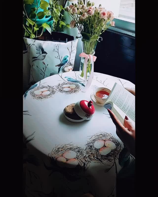 ست کوسن و رومیزی دکوراتیو طرح آشیانه پرنده