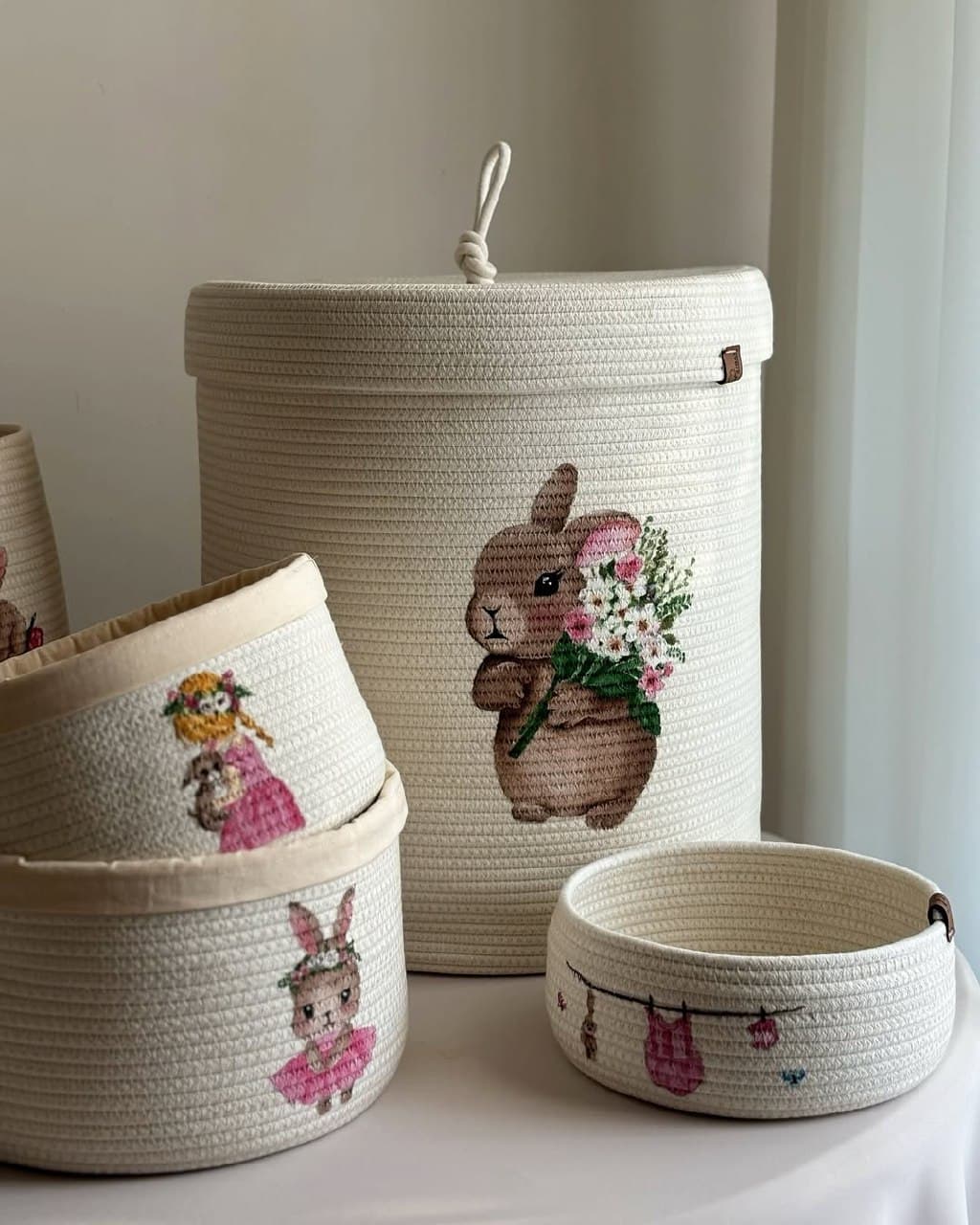 ست سبد قیطانی اتاق کودک طرح خرگوش