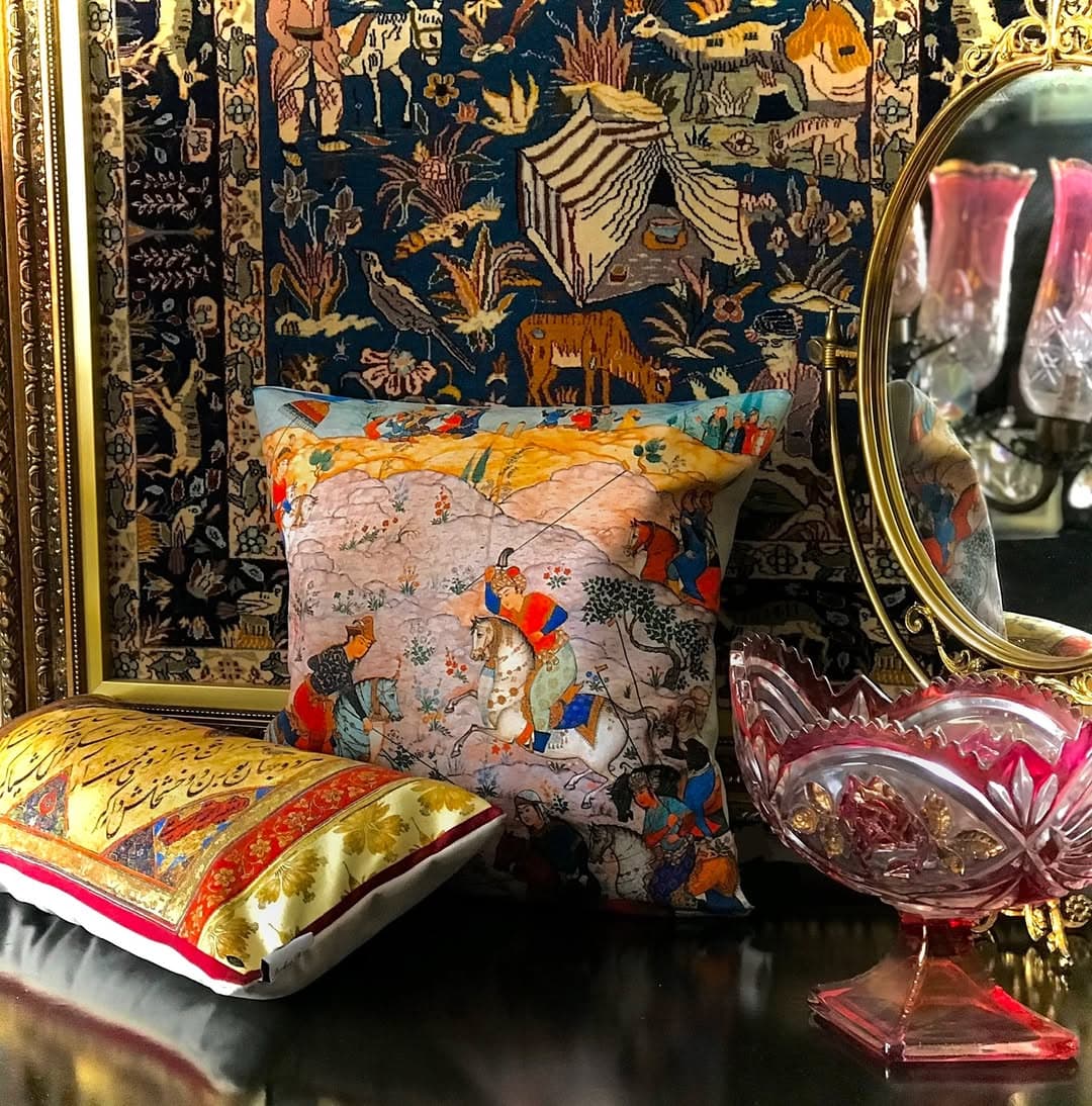 کوسن مربع طرح مینیاتور چوگان