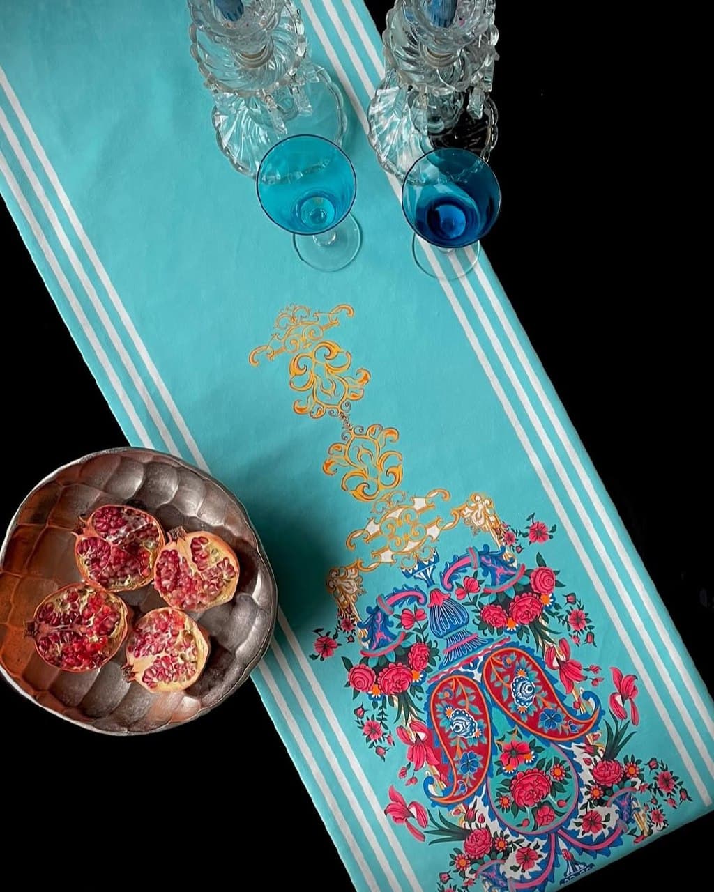 رانر مخمل طرح سنتی بته جقه