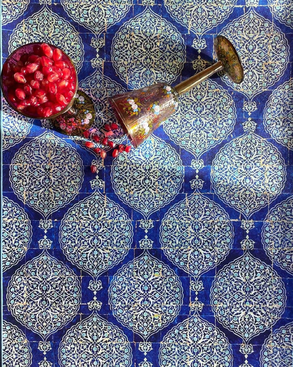 رانر رومیزی طرح کاشی سنتی آبی