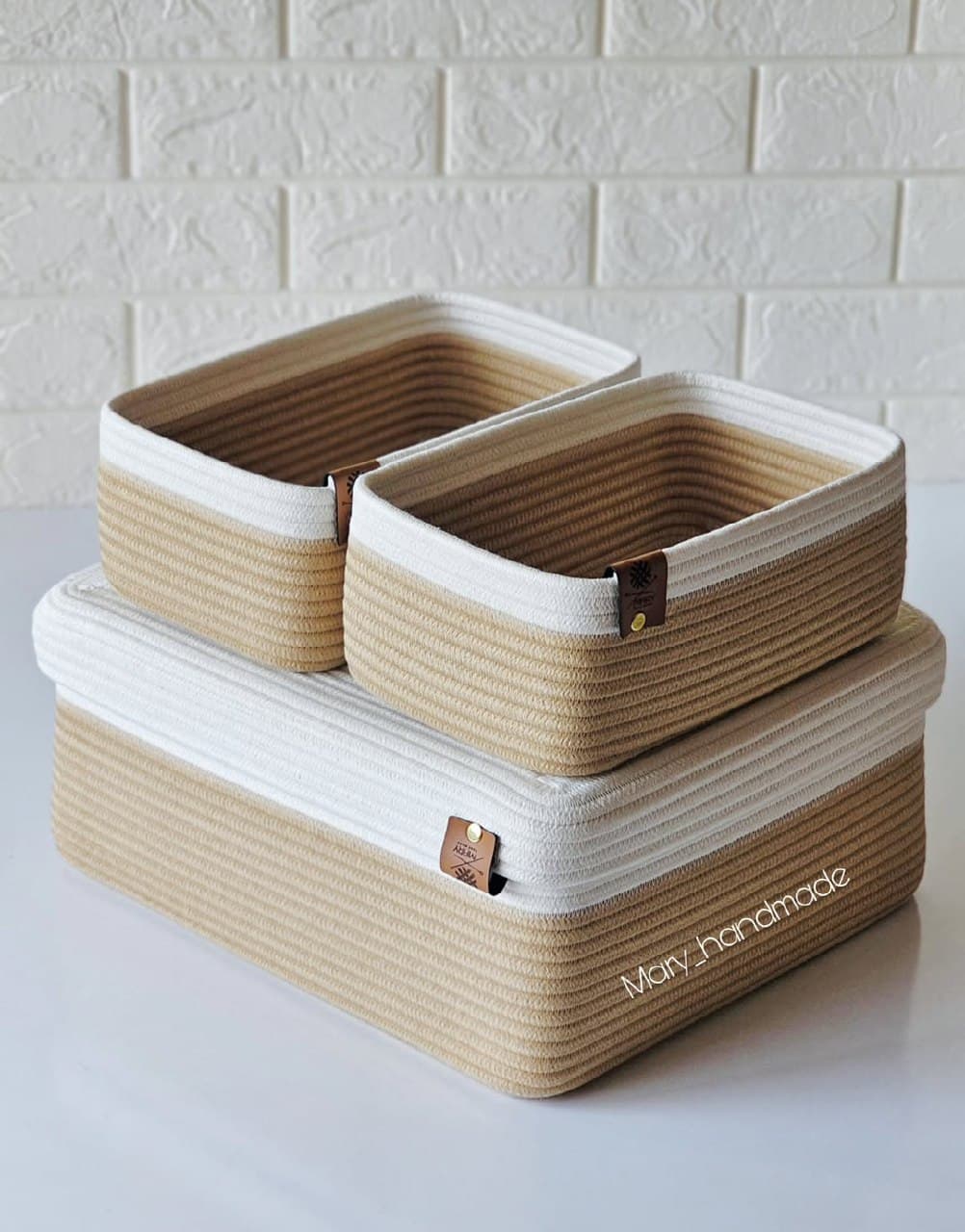 ست سبد نظم دهنده طنابی مستطیلی دستبافت