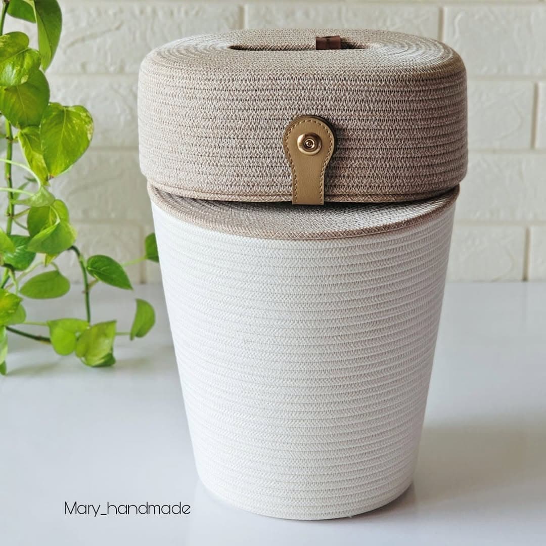 ست سطل و جا دستمالی قیطانی