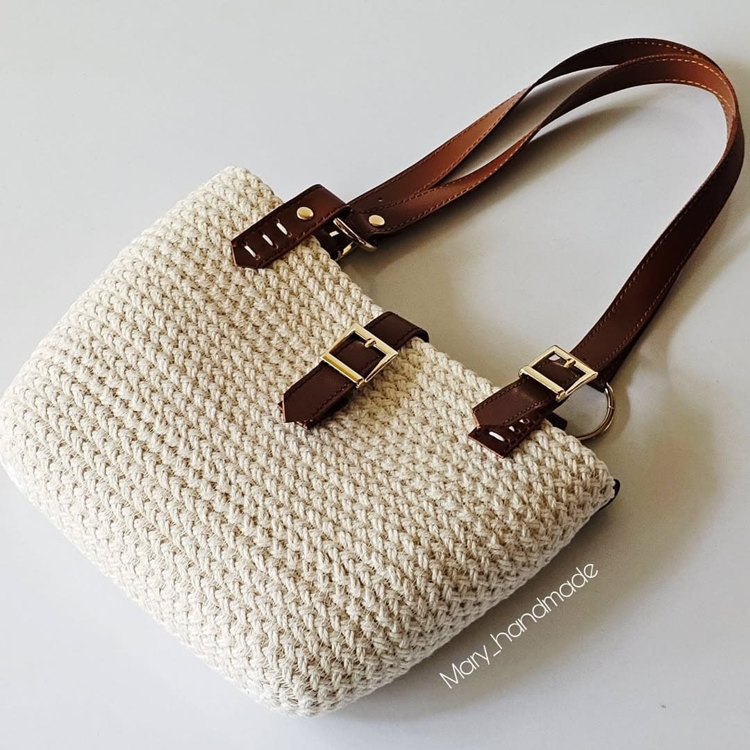 کیف زنانه قیطان دوزی با دسته چرمی