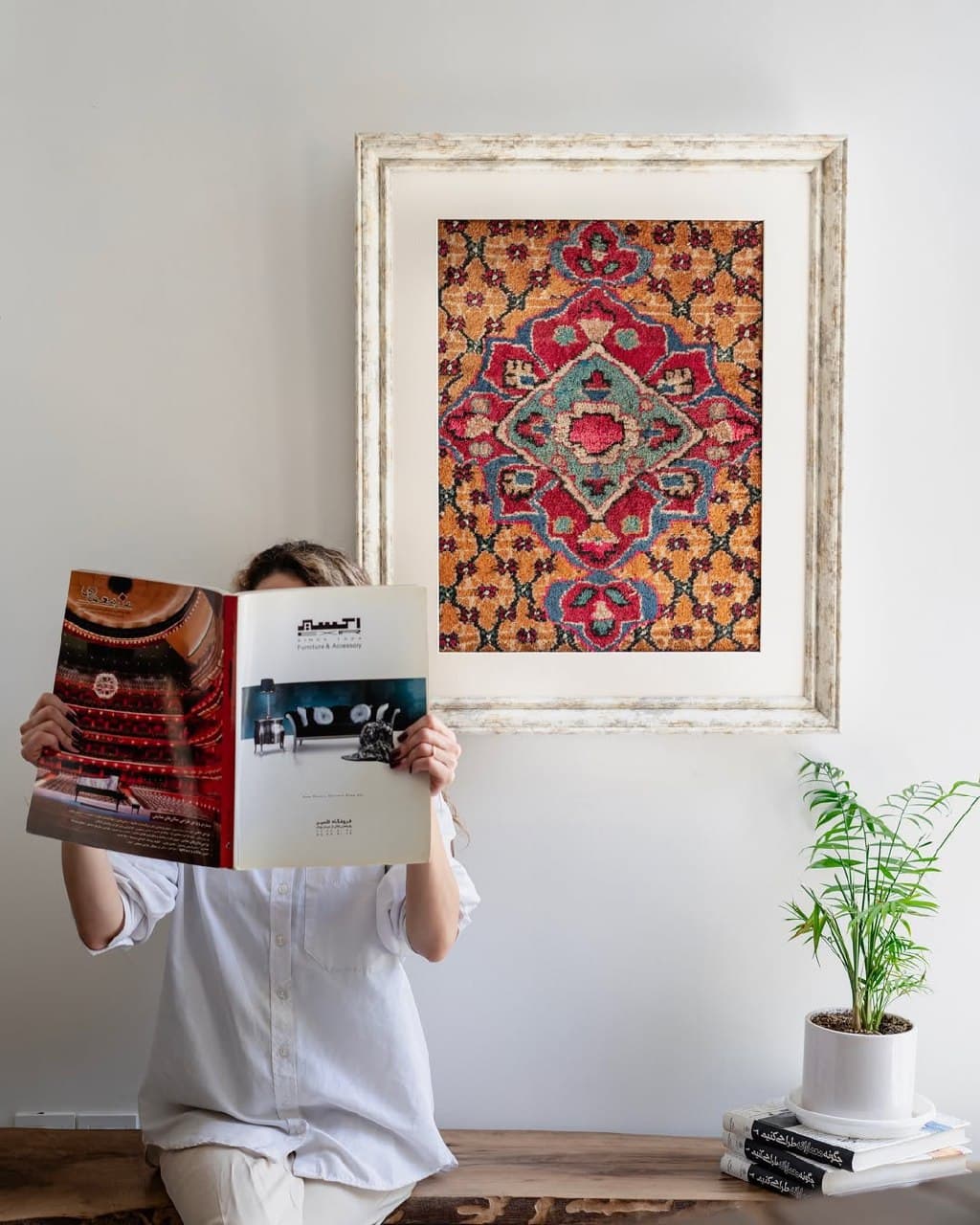 تابلو فرش دستبافت چله مدل همدان