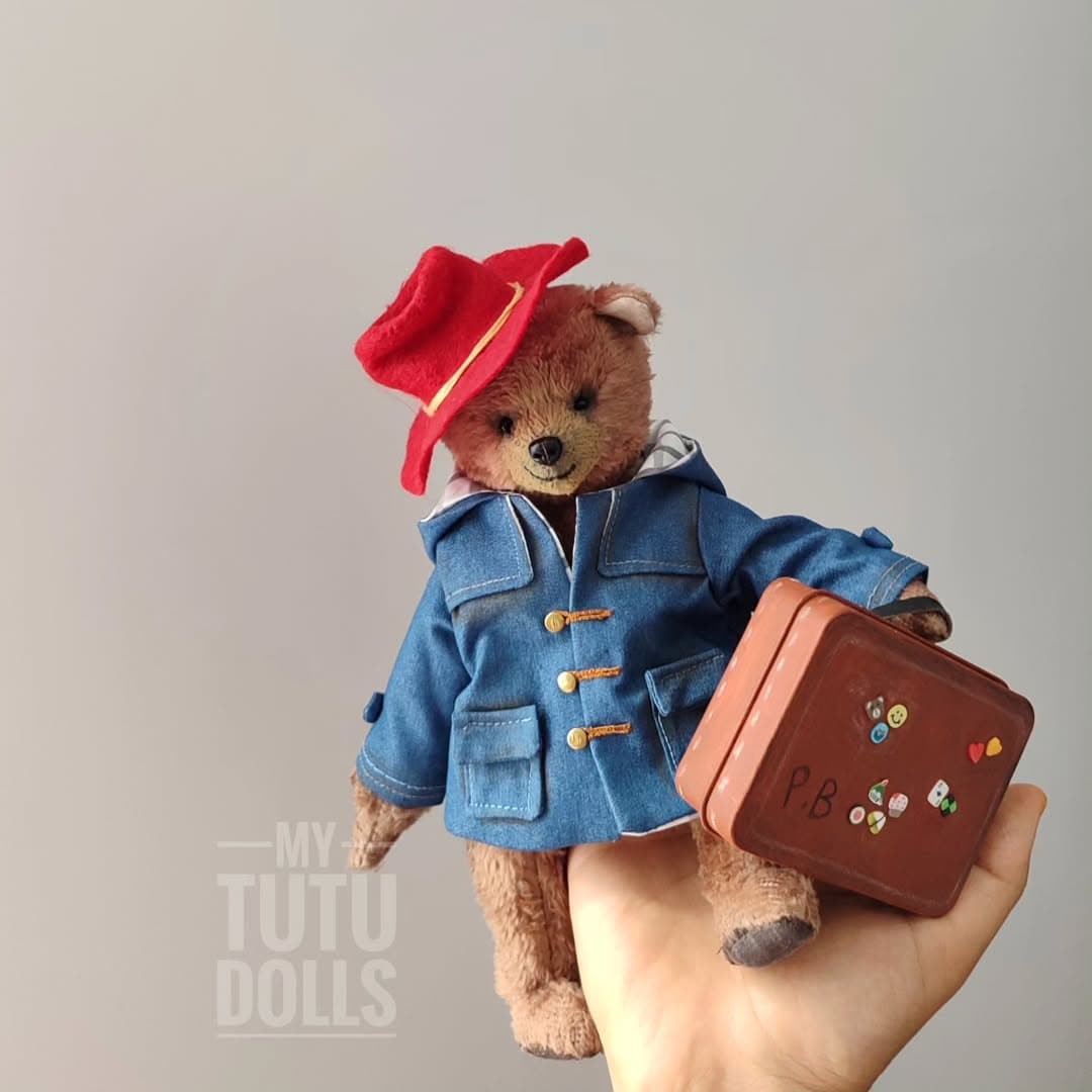 عروسک دست ساز خرس پدینگتون به همراه چمدان