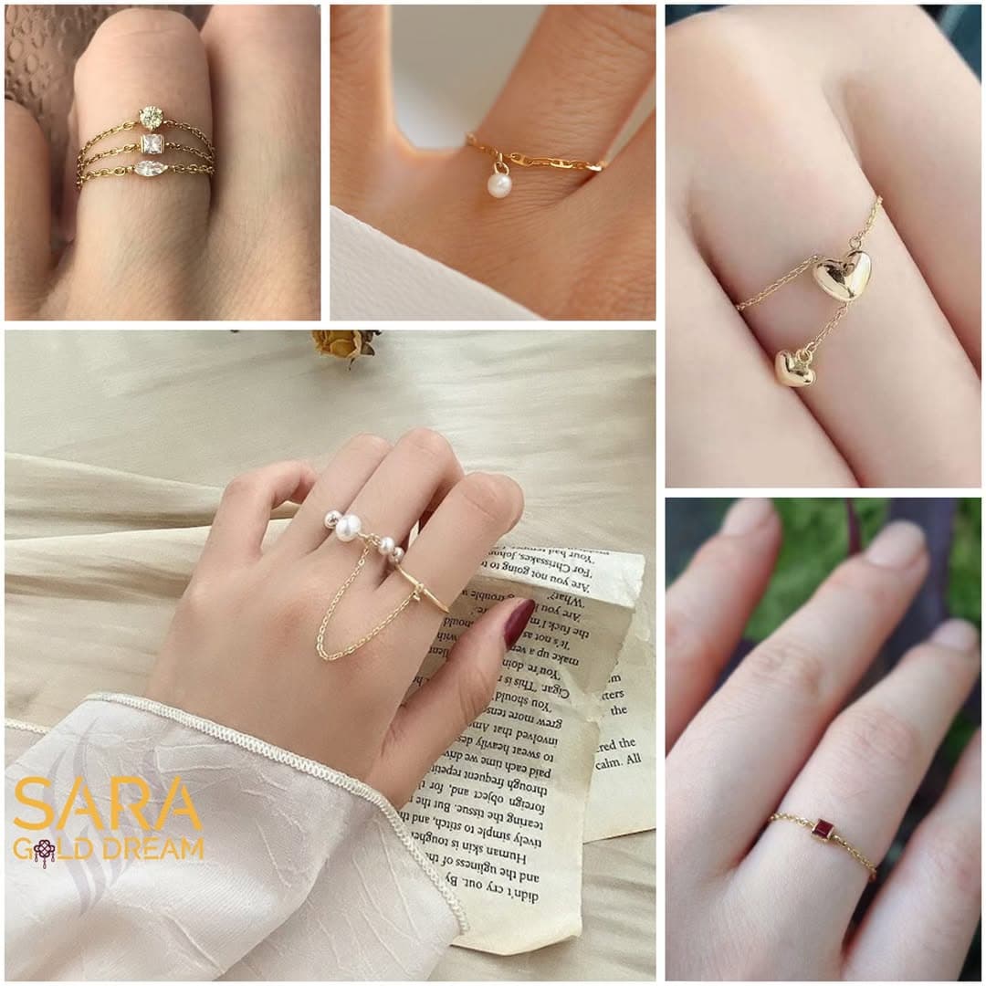 انگشتر زنجیری طلا ۱۸ عیار طرح مینیمال