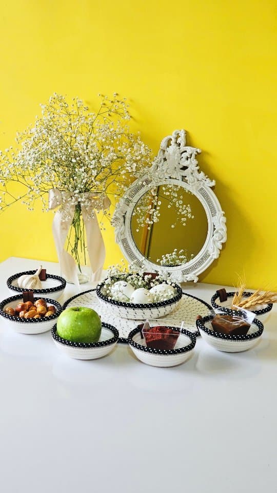 ست هفت سین قیطانی هشت تکه طرح خال خالی