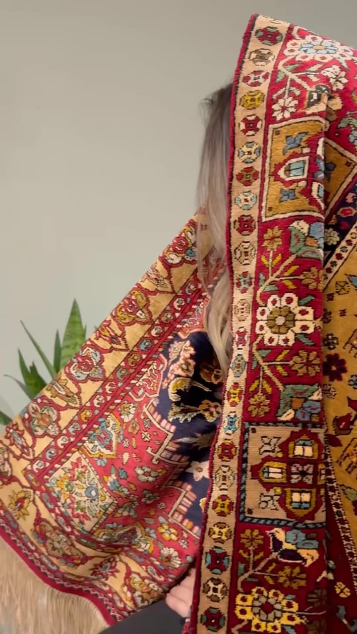 قالیچه دستبافت دورو تمام ابریشم خراسان