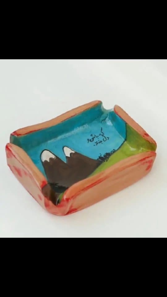 زیرسیگاری سرامیکی دست ساز طرح سیگار و نوشته