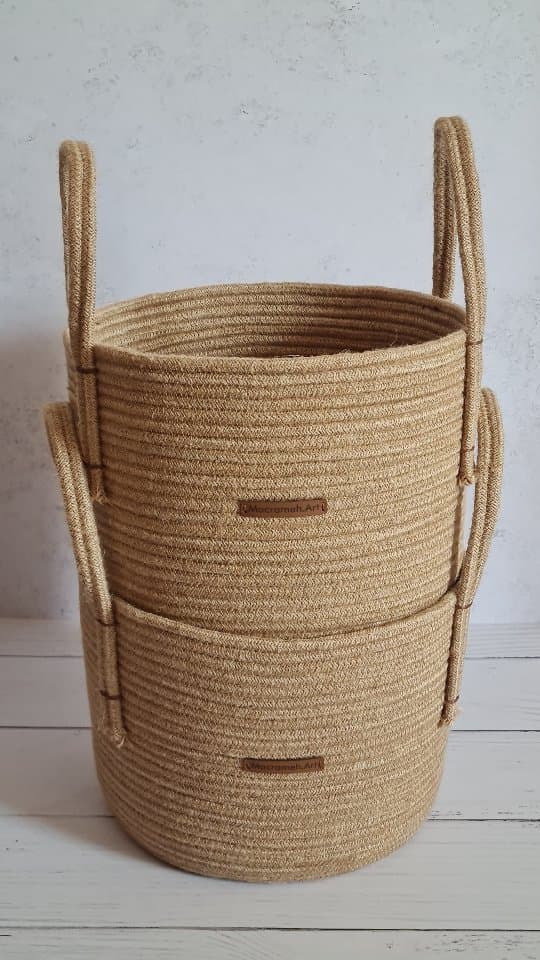 سبد کنفی دستبافت نظم دهنده سیب زمینی و پیاز