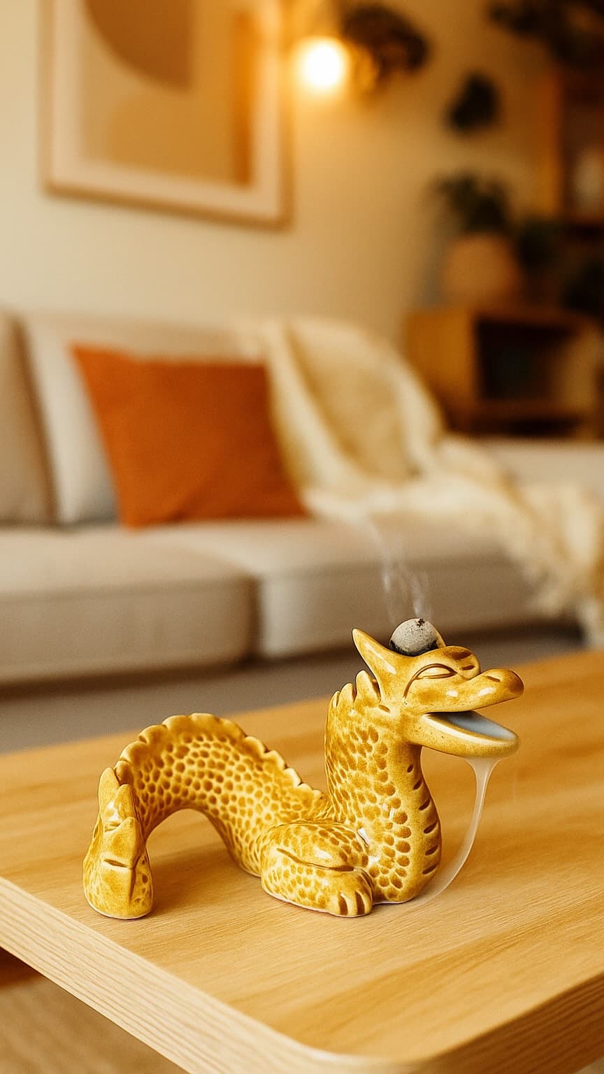 عودسوز سرامیکی دستساز طرح اژدها آبشاری